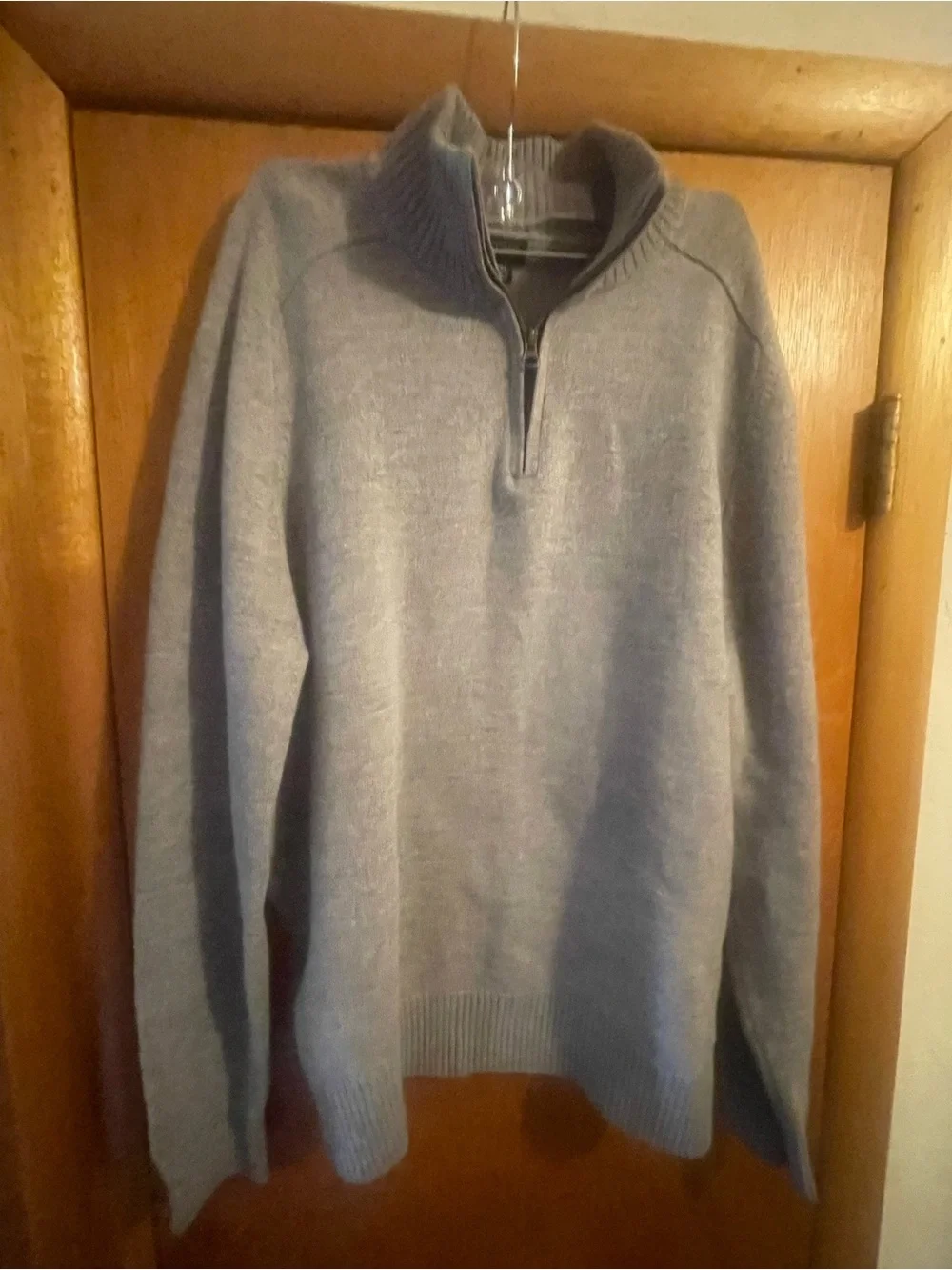 J.Crew  Lambs Wool Quarter Zip Sweater, Gray Mens Sz XXL